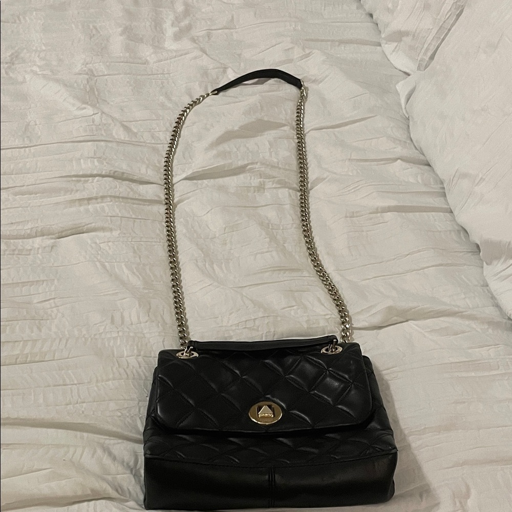 Kate Spade Black Quilted Shoulder Bag with Chain Strap